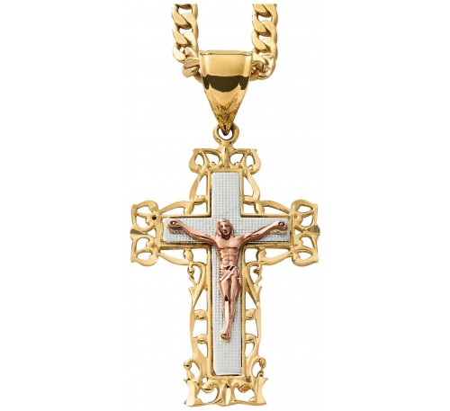 Goldtone Mens Crucifix Pendant