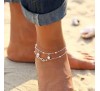 Women Fashion Simple All-Match Infinity Anklet Double Chain Cross Shape Pretty Girl Summer Bracelet 