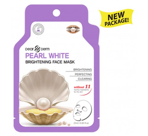  Dearderm Pearl White Brightening Mask - Mặt Nạ Ngọc Trai Làm Trắng Da - Box of 10 pieces - Made in Korea