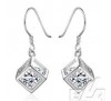 Women Silver Zirconia Diamond Cube Drop Earings