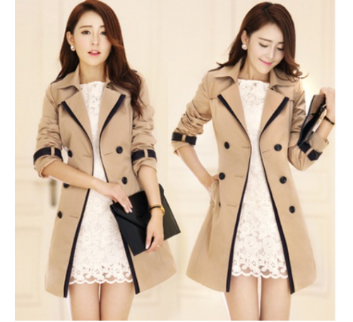Women New Coats Style Double Breasted Trench Jackets 