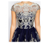 Women Navy Lace Elegant Style Ball Prom Gown Dress