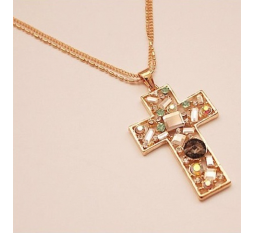 Rose Gold Luxury Cross Jewelry For Women Pendant Neckace