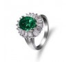 Retro Classical Vintage Jewelry Green Oval Shaped Crystal Ring