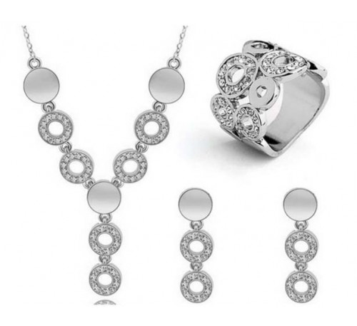 Luxury Jewelry Sets Circle Round Choker Included Necklace + Earrings + Ring
