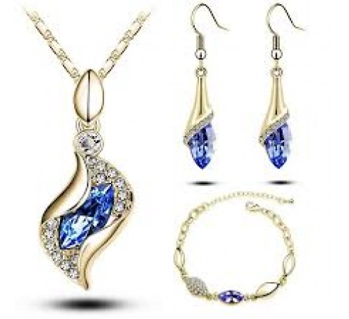 Women Jewelry Elegant Luxury Design New Fashion Set Included Necklace + Earrings + Bracelet