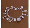 Silver Plated 13 Charms Chain Bracelet