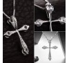 Women Fashion Jewelry Cross Zircon Copper Chain Pendant Necklace