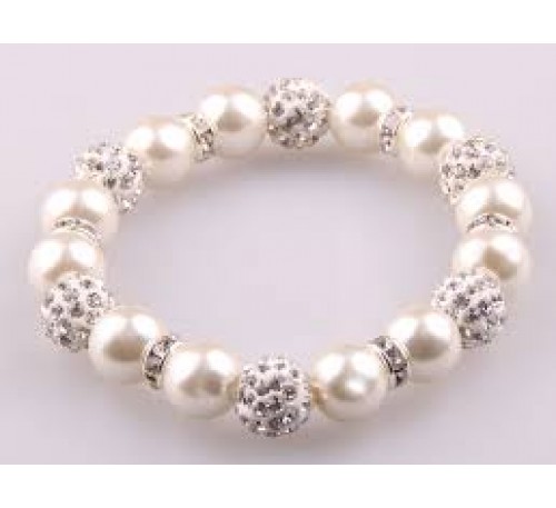 Women Fashion With 10mm Grey Glass Pearl Beads With Spacers Bracelet