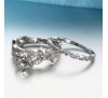 Women's Unique Leaf Design White Sapphire Wedding Engagement Ring Set