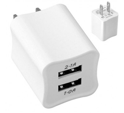 2 Port White USB Wall Charger 