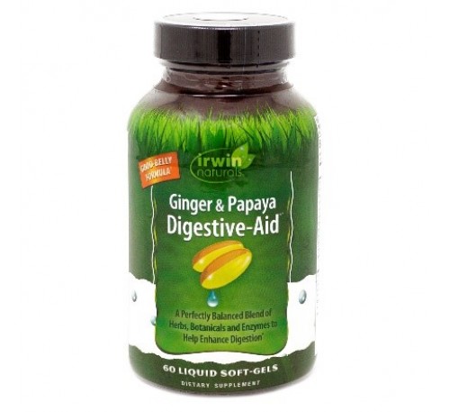  Irwin Natural Ginger – Papaya – Gừng và Đu Đủ - Tăng Cường Đề Kháng & Hỗ Trợ  Chữa Lành Cho Phổi - Made in USA. 60 viên dạng nước (Liquid Soft-Gel)