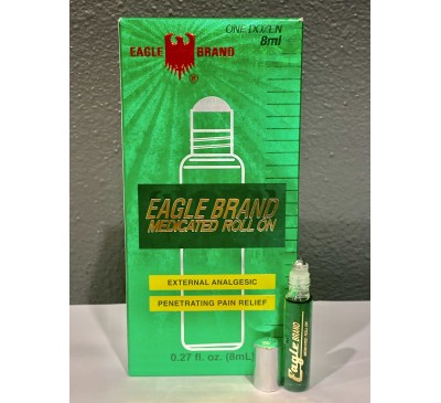   Eagle Brand Medicated Oil Roll On Pain Relief One Dozen - Dầu Con Ó Xanh Dạng Lăn Giúp Giảm Đau 12 Chai - Made in Singapore