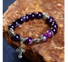 Natural Purple Agate Gemstone Rosary Beads Bracelet