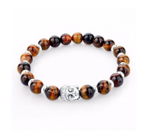 Buddhist Natural Color Stone Tibet Silver Beads Bracelet