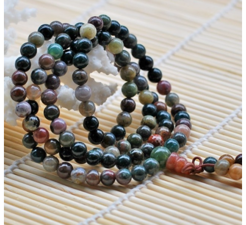 Buddhist 108 Prayer Meditation Natural Colorful Agate Stone Bracelet