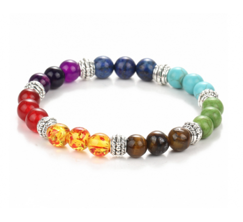 Seven Healing Balance Beads For Yoga Life Energy Natural Stone Bracelet