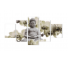Five UnFramed Panel Background Buddha Painting Fengshui Canvas Art Wall Pictures Home Decoration