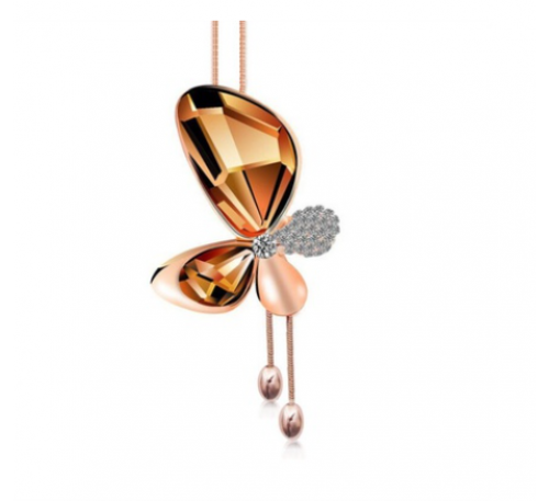  Ladies Fashion Charm Rose Gold Crystal Rhinestone Butterfly