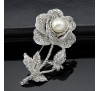 Jewelry Women's Rose Flower Faux Pearl Rhinestone Brooch Pin