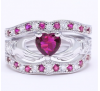 Women Fashion Jewelry Claddagh Heart Cut Sapphire Crystal Ring Set