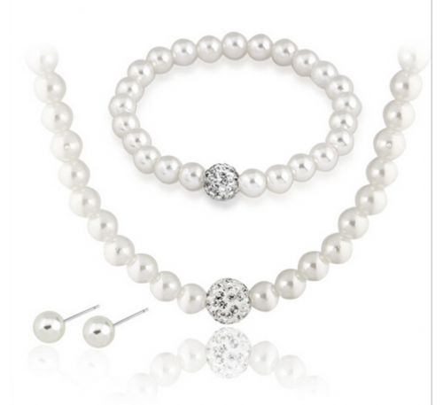 Women Jewelry Pearl Set Included Necklace & Bracelet & Earring