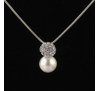 Silver Plated Rhinestone Round Pearl Jewelry Set