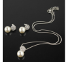 Silver Plated Rhinestone Round Pearl Jewelry Set
