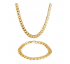 Stainless Steel Goldtone Foxtail Chain Necklace - 24" and Bracelet 9" set